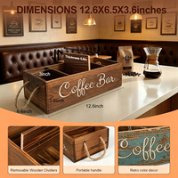 Organisateur de station à café avec petits séparateurs amovibles, rangement en bois pour accessoires de bar à café, panier porte-capsules Kcup