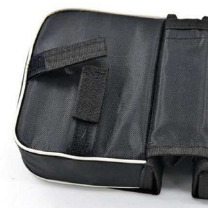 Bolsa para tubo delantero de bicicleta, accesorio de ciclismo con cremallera, impermeable, de gran capacidad, color negro con franja reflectante y forro interior - Product Image 4