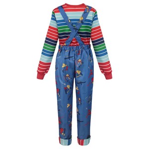 Disfraz de Chucky, Mono Unisex para Adultos, Disfraz de Halloween, Cosplay de Película de Televisión, Traje Azul a Rayas de Manga Larga - Product Image 3