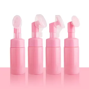 Pink Foam Pump Bottle With Silicone Brush Face Wash With Brush Foam Pump Bottle 150ml 80 Ml Foam Bottle