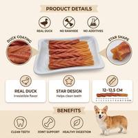 Palitos Masticables Orgánicos para Perros con Forma de Estrella de Cinco Puntas, Pasta de Pato, Digestibles, Altos en Proteínas, Sin Granos, a Base de Carne, Certificados para Mascotas