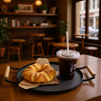 Plateau de service moderne en métal pour snacks, plat, plat à dessert, antidérapant, pour les fêtes, possibilité d'utiliser un logo personnalisé