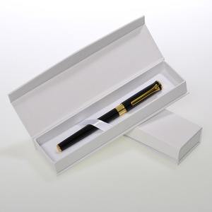Logo stampato personalizzato chiusura magnetica in cartone rigido bianco Flip Pen penna a sfera firmatario confezione regalo per penna - Product Image 1