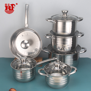 Juego de utensilios de cocina de acero inoxidable, juego de utensilios de cocina RF de estilo europeo <span class=keywords><strong>Milano</strong></span>, Color Original con tapa de vidrio transparente, 12 piezas - Product Image 1