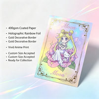 Tarjeta Coleccionable de Anime con Lámina Holográfica Arcoíris a Todo Color, Papel Recubierto Grueso de 400 g/m², Tamaño Personalizado OEM, para Regalo de Fans