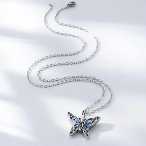 Pendentif urne porte-cendres papillon en acier inoxydable, bijou funéraire - Product Image 3