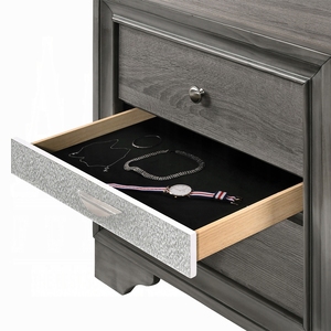 Comodino Contemporaneo con Finitura Grigia e Cassetti Portaoggetti, Mobile in Legno per Camera da Letto, 1 Pezzo - Product Image 5