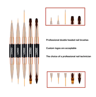 Ulive Beauty M-003-001 Kit simple d'outils de nail art double-embout pour dessin de lignes, manche en métal noir double face, tube rose doré
