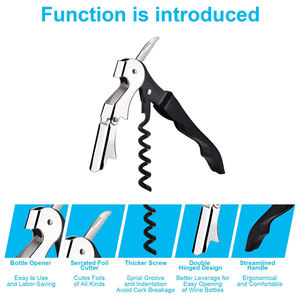 Custom logo Multi-function <b>Corkscrew</b> Stainless Wine Bottle <b>Opener</b> Professional Wine <b>Opener</b> Kitchen Beer <b>Opener</b> - Product Image 2
