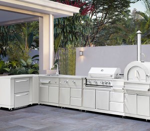 Hyxion cocina al aire libre de acero inoxidable jardín Camping cocina Diseño 7 piezas conjunto de Gas madera combustible barbacoa parrilla - Product Image 2