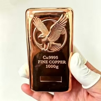 Barre de cuivre coulée empilable de qualité supérieure, 1 kg par pièce, lingot de cuivre pur, barre de cuivre de qualité investissement
