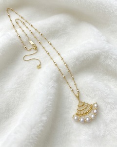 Ensemble de bijoux Lerca en or massif 18 carats, dentelle tissée, perle naturelle <span class=keywords><strong>Madama</strong></span>, bijoux fins AU750, vente en gros - Product Image 3