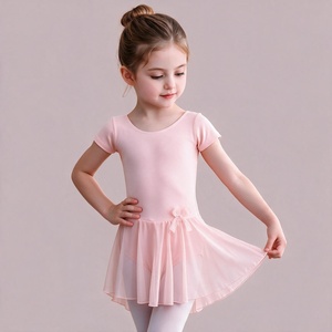 Justaucorps de ballet pour filles, robe de danse tutu, tenue de danse à manches courtes, tenue d'entraînement pour performance - Product Image 1