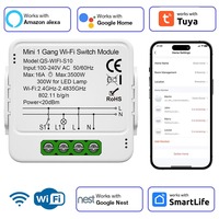 Module d'interrupteur intelligent Tuya WiFi à design rabattable en PC, 16A, 1 canal, pour automatisation de la lumière, idéal pour hôtels et maisons