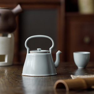 Guanlan Sky Blue Ru Porcelain Teapot With Handle High End Ceramic Kettle For Home Kung Fu <b>Tea</b> <b>Set</b> - Product Image 4
