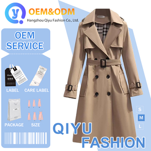 <span class=keywords><strong>Trench</strong></span> Coat da <span class=keywords><strong>Donna</strong></span> in Poliestere Intrecciato di Alta Qualità, Doppio Petto con Bottoni, Lunghezza Media, Versione Coreana 2025, Novità 2026 - Product Image 1