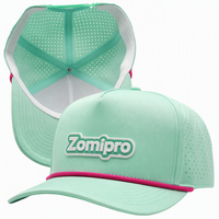 Casquette de golf personnalisée à 5 panneaux avec cordon, casquette de baseball avec logo en patch de caoutchouc, casquette en polyester perforé découpé au laser et imperméable pour le golf