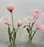 Fleur géante en organza avec tige, grande fleur en soie esthétique pour décoration de mariage et vitrine