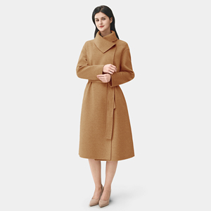 Usine OEM ODM, vêtements d'hiver chauds, <span class=keywords><strong>manteau</strong></span> <span class=keywords><strong>en</strong></span> <span class=keywords><strong>laine</strong></span> pour femme, col rabattu, couleur avoine, formel, 10% cachemire, 10% soie - Product Image 4