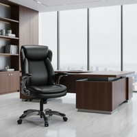 Chaise de bureau confortable en mousse avec support lombaire à coussin d'air, hauteur réglable, dossier haut, pivotante, ergonomique, pour cadre dirigeant, à roulettes