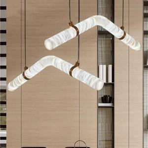 Minimalista Comedor Decorativo Lujo Mármol Lineal Candelabros Luces Colgantes Alabastro - Product Image 2