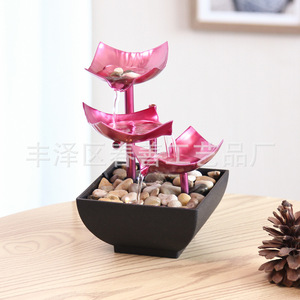 Minimalist Indoor Fountain <b>Square</b> Purple Tabletop Water Feature Office Decor - Product Image 2