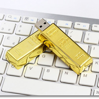 Grosir Tongkat Emas Logam USB Flash Drive 2Gb 4GB 8GB Thumb Drive 16GB 32GB Stik Memori 64GB 128GB untuk Hadiah Bank