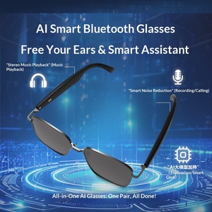 ขายตรงจากโรงงาน แว่นตาอัจฉริยะ AI กรอบโลหะย้อนยุค โลหะผสมทองแดง สไตล์ใหม่ สำหรับเล่นกีฬา รับสาย ฟังเพลง สีดำ - Product Image 3
