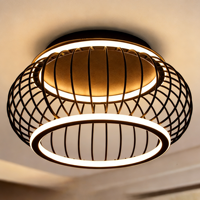 Luminaire de plafond vintage en fer de style zen, double anneau, éclairage d'ambiance douillet en silicone pour salons, chambres et hôtels