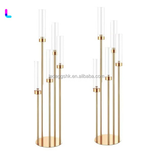 LEDA Gold <b>Tall</b> 6 Arms Metal Candelabra Wedding Table Centerpiece <b>Candlestick</b> Holder for Event Party Venue Home Decor - Product Image 6