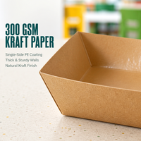 Plateaux de service pour traiteur, plateaux en papier kraft pour boîtes à lunch de bureau, résistants à la graisse avec revêtement PE, commande en gros possible