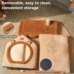 <span class=keywords><strong>Lit</strong></span> pour chat en peluche personnalisé, maison confortable pour chat, tente pour chat <span class=keywords><strong>avec</strong></span> coussin amovible, maison en peluche de haute qualité pour animaux de compagnie - Product Image 5