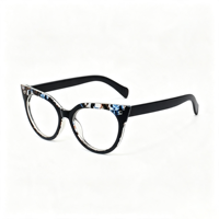 Lunettes anti-lumière bleue œil de chat à motif floral rétro SM22044 - Monture légère en PC avec verres en résine transparente pour hommes et femmes (6 couleurs)