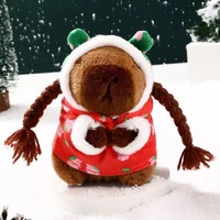 Porte-clés en peluche Capybara au design créatif et mignon, style militaire, pendentif de sac à dos de couple de dessin animé, jouets en peluche, cadeau, vente en gros