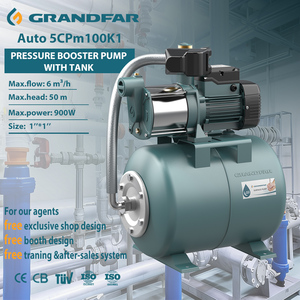 Pompe à eau centrifugeuse à jet Grandfar 900W 100L/min, haute pression, 24L, en acier inoxydable, avec moteur à fil de cuivre, AUTO5CPm100K1 Version K1 Hi - Product Image 1