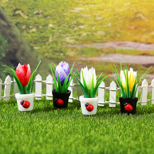 Modelo de planta en maceta de tulipán en miniatura, accesorios de resina para casa de muñecas, adorno de paisaje, juguete unisex de 5 a 7 años - Product Image 1
