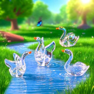 Mini Statuetta di Cigno Elettroplaccata Creativa, Accessori Decorativi Fai-da-Te per Giardino, Mini Ornamenti - Product Image 2