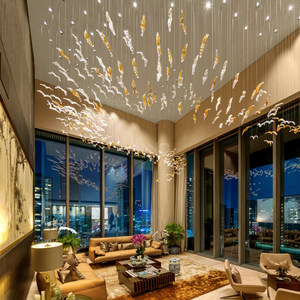 ANNO Lampada Contemporanea in Vetro Dorato a Forma di Palma per Residenze di Lusso a Due Piani - Product Image 1
