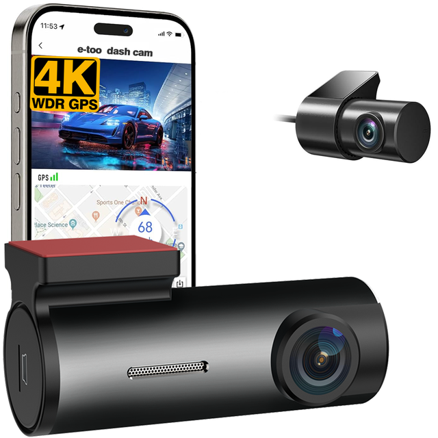 E-Too Factory 4K WIFI GPS WDR Front and Back Dashcams Front 4K+Rear 1080P Dual Lens Camera Car DVR Driving Record 4K Dashboard