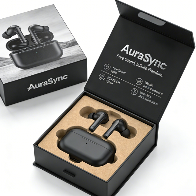 Custom Printed Bluetooth Earphone Packaging Box Portable Electronic Product Gift Box Wireless Headphone Storage Case