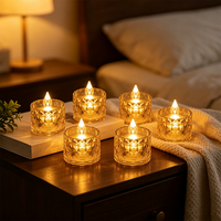 Bougie LED sans flamme en verre doré, effet de flamme vacillante chaude, fonctionne sur piles, pour Noël, mariage, lot de 12