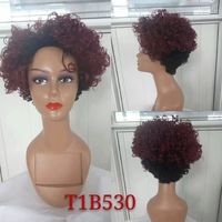 100% cheveux humains courts bouclés Bob perruques brésiliennes cheveux humains bouclés perruques pas cher fait à la Machine perruque en gros pour les femmes noires