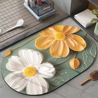Tapis de bain en diatomite doux, série 3D à motif floral, conception OEM, absorbant rapidement l'eau, en caoutchouc