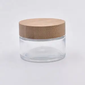 100Ml Chăm Sóc Da Mặt Kem Glass Jar Bao Bì Mỹ Phẩm Chum Lotion Container Chai Thủy Tinh Với Vít Cap Tre Gỗ Nắp