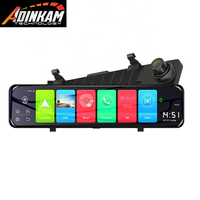 ADINKAMA Caméra de tableau de bord de voiture 12 pouces avec double objectif avant et arrière, GPS, WIFI, 4G SIM, 32 Go, enregistreur vidéo pour voitures