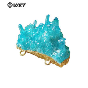 WT-P618 الجملة الطبيعي أكوا هالة العنقودية كريستال قلادة من الكوارتز مع 18k الذهب انخفض النساء الأزياء الطبيعي الكريستال الكوارتز - Product Image 1