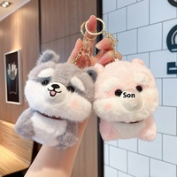 Chien en peluche en peluche sibérien Husky en peluche pendentif Kawaii confortable doux fille coeur Super mignon breloque porte-clés cadeau pour un ami