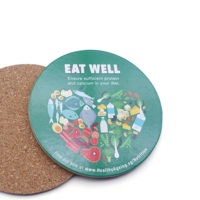 Vente en gros d'emballage de conception personnalisée circulaire carré absorbant l'eau impression 3D sous-verre en liège personnalisé sous-verre en liège de vin rouge