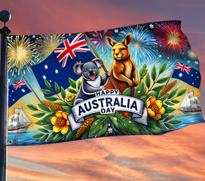 Bendera Poliester Hari Kemerdekaan <span class=keywords><strong>Australia</strong></span> 2026 Grosir dengan Lubang Kancing Kuningan, Dekorasi Teras Halaman, Latar Belakang, Bendera Kustom - Product Image 1