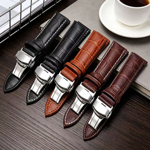 Cinturino per Orologio <span class=keywords><strong>in</strong></span> Vera Pelle di <span class=keywords><strong>Coccodrillo</strong></span> Goffrata, Misure 10-22mm 24mm, per Smartwatch con Chiusura a Farfalla - Product Image 1